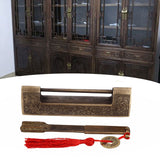 Chinese Antique Lock Retro Spacing 9cm/3.5in Classic Pattern Brass Horizontal Padlock Lock for Gift Boxes Cabinets - Extra Image