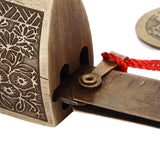 Chinese Antique Lock Retro Spacing 9cm/3.5in Classic Pattern Brass Horizontal Padlock Lock for Gift Boxes Cabinets - Extra Image