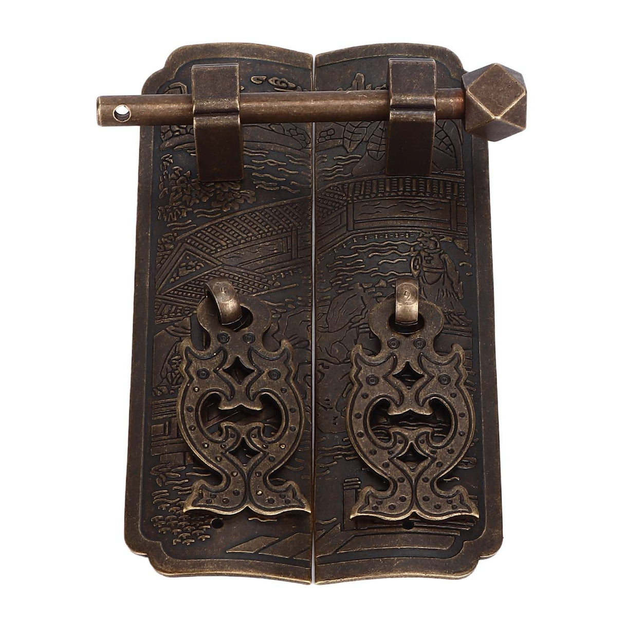 Antique Drawer Pendant Pulls Beautifully Engraved High Hardness Brass Book Cabinet Pull Handle for Dressers Wardrobes
