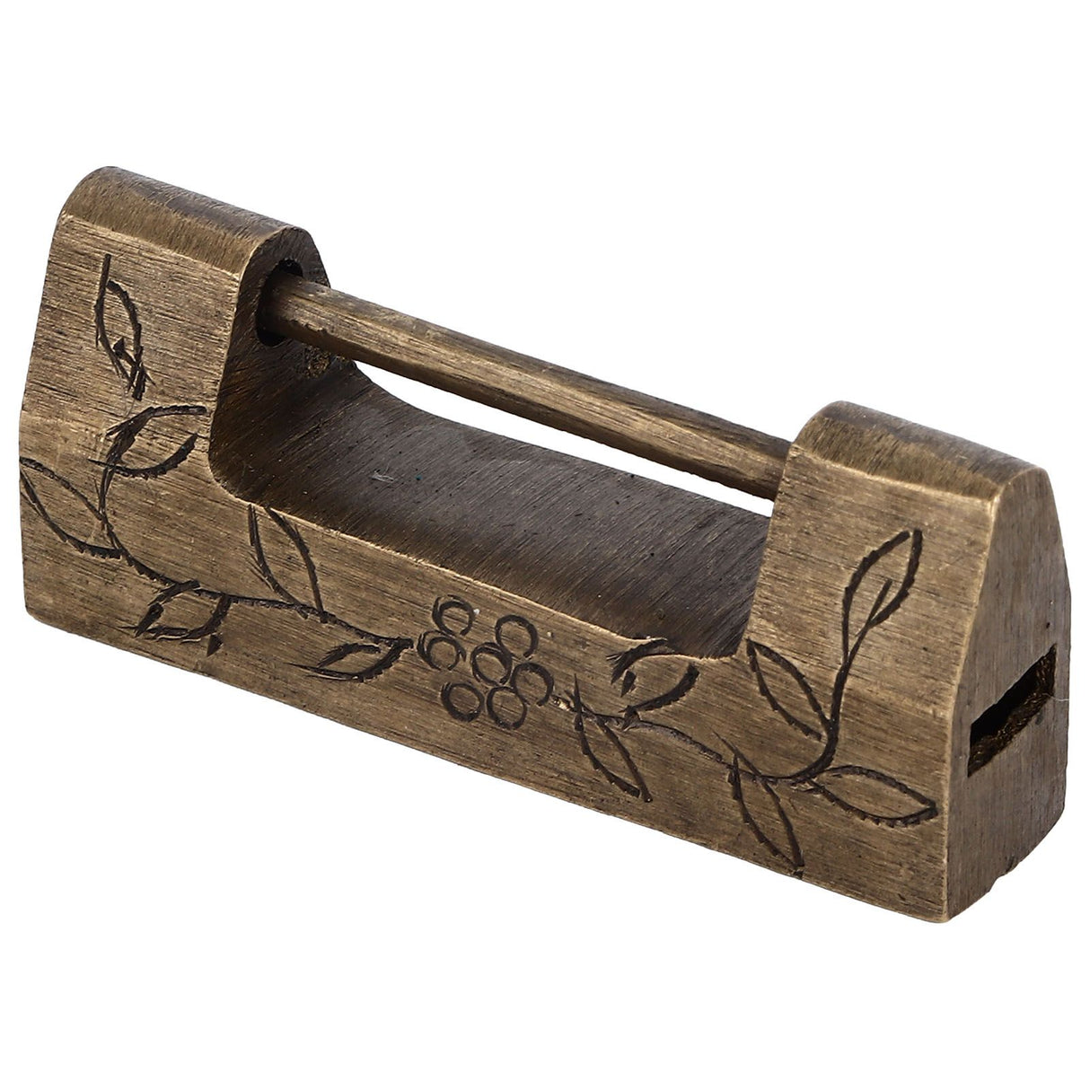 Chinese Antique Lock Retro Classic Pattern Design Bronze Brass Material 5x2cm/2.0x0.8in Horizontal Padlock for Boxes