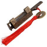 Chinese Antique Lock Retro Classic Pattern Design Bronze Brass Material 5x2cm/2.0x0.8in Horizontal Padlock for Boxes - Low Angle