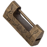 Chinese Antique Lock Retro Classic Pattern Design Bronze Brass Material 5x2cm/2.0x0.8in Horizontal Padlock for Boxes