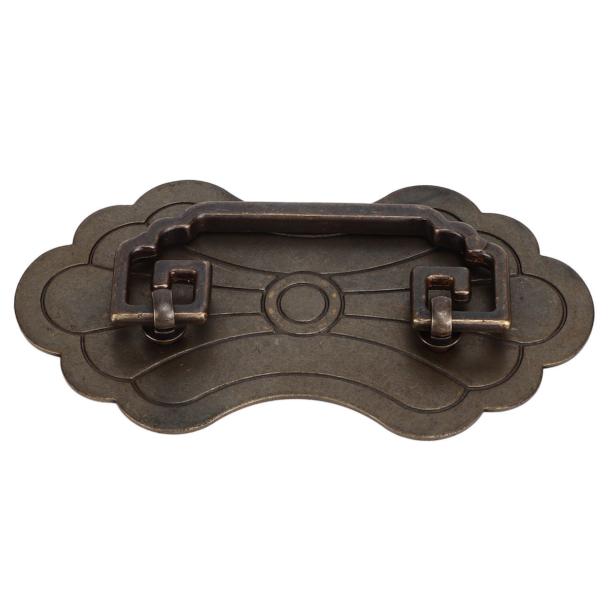 Antique Drawer Handle 12.8x7cm Wealth Blossoms Retro Chinese Style Brass Vintage Drawer Pulls with 2 Screws for Bookcase Bronze