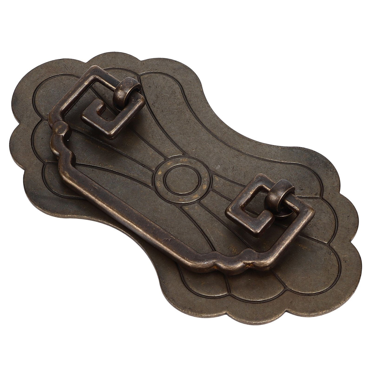 Antique Drawer Handle 12.8x7cm Wealth Blossoms Retro Chinese Style Brass Vintage Drawer Pulls with 2 Screws for Bookcase Bronze