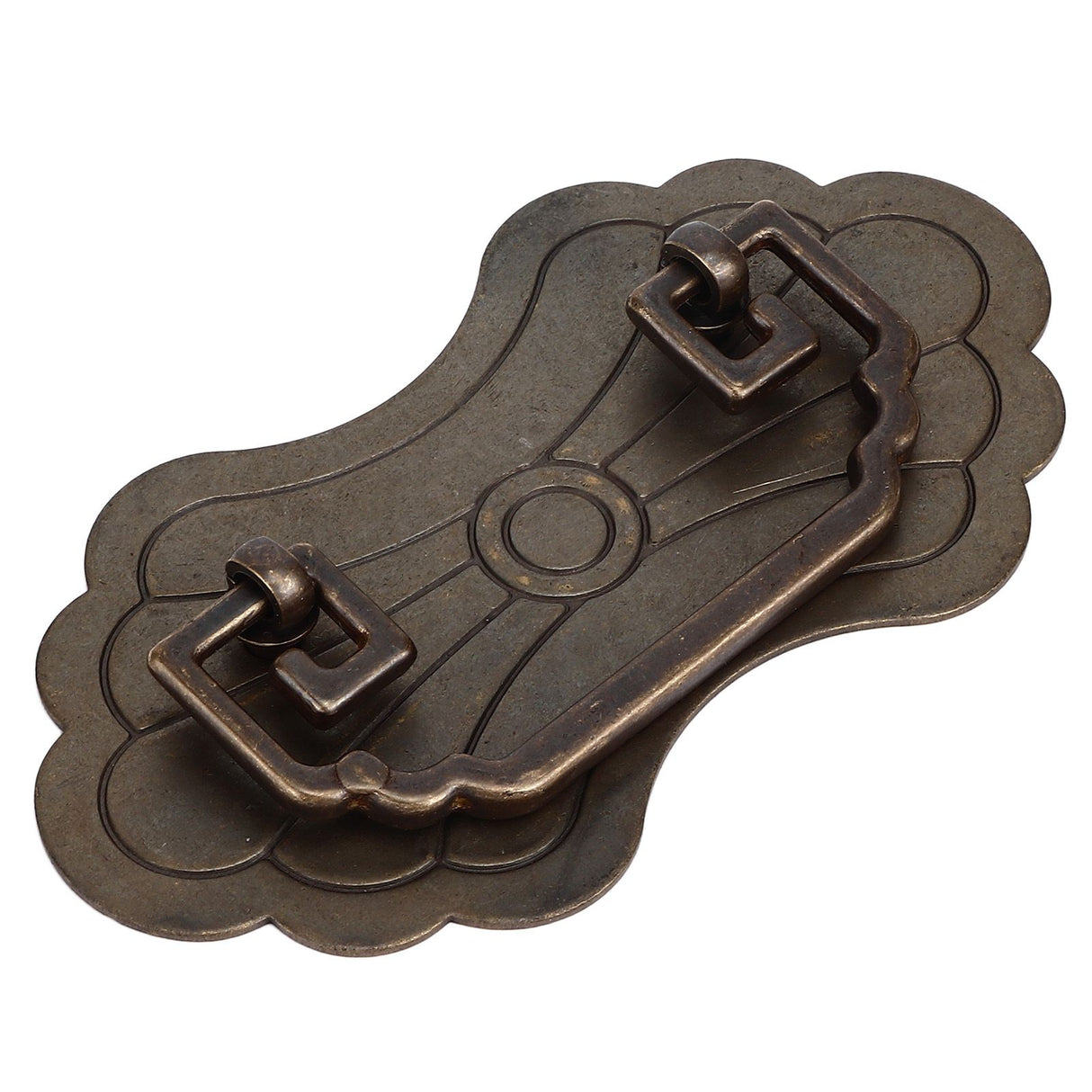 Antique Drawer Handle 12.8x7cm Wealth Blossoms Retro Chinese Style Brass Vintage Drawer Pulls with 2 Screws for Bookcase Bronze