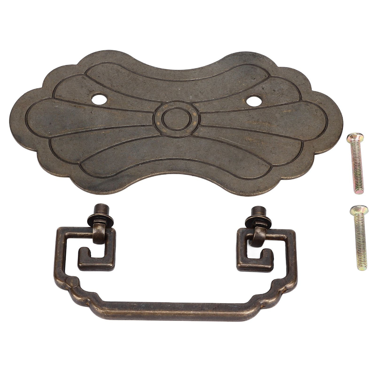 Antique Drawer Handle 12.8x7cm Wealth Blossoms Retro Chinese Style Brass Vintage Drawer Pulls with 2 Screws for Bookcase Bronze