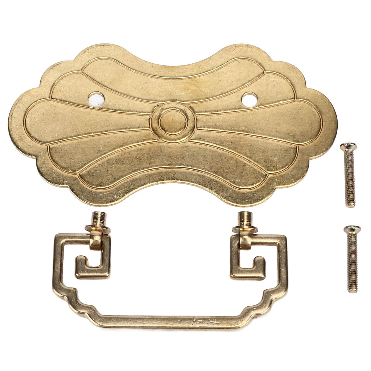 Antique Drawer Handle 12.8x7cm Wealth Blossoms Retro Chinese Style Brass Vintage Drawer Pulls with 2 Screws for Bookcase Brass