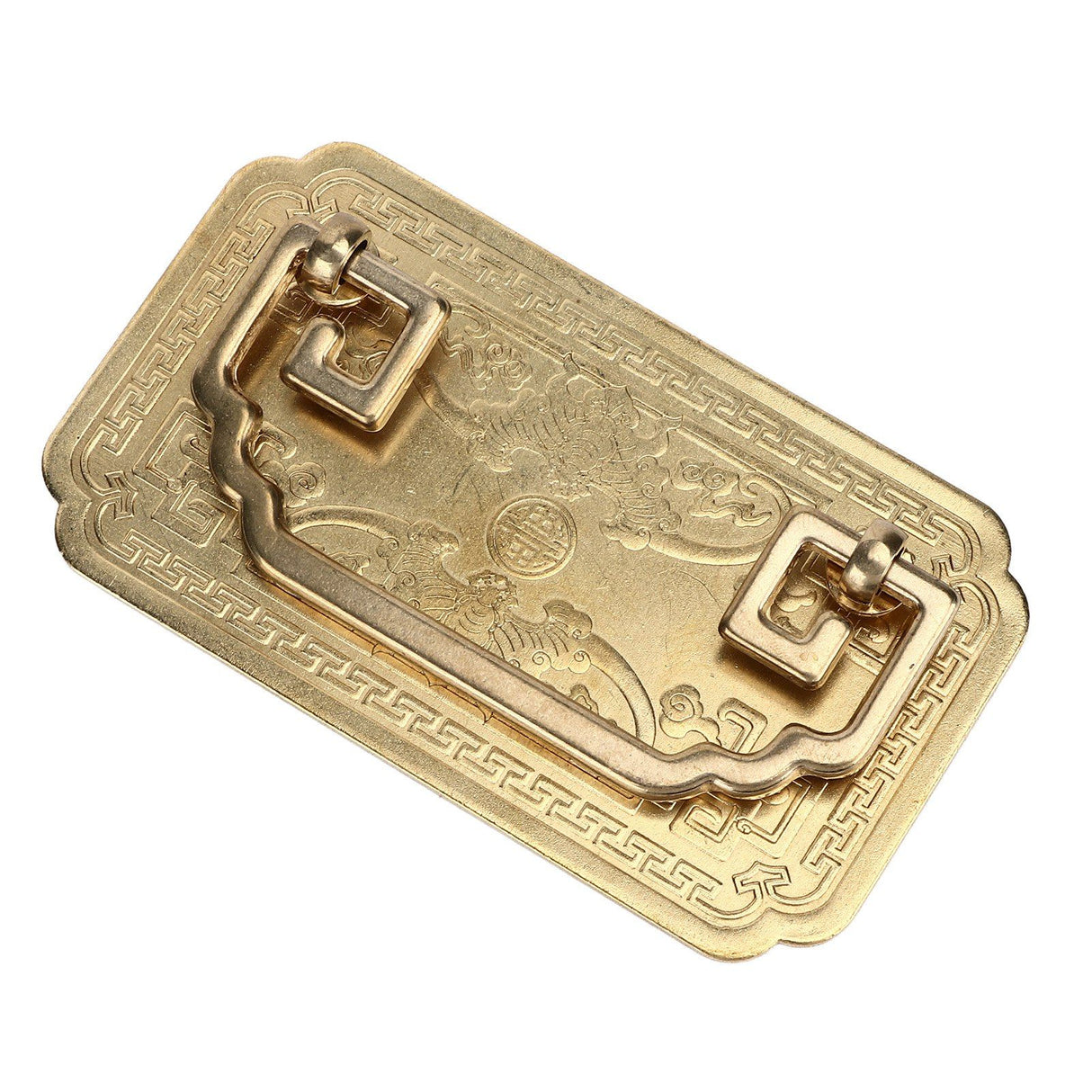 Antique Drawer Handle Tetragonal Bat Handle Antique Chinese Retro Style Drawer Pulls with 2 Screws for Cabinet Doors Brass