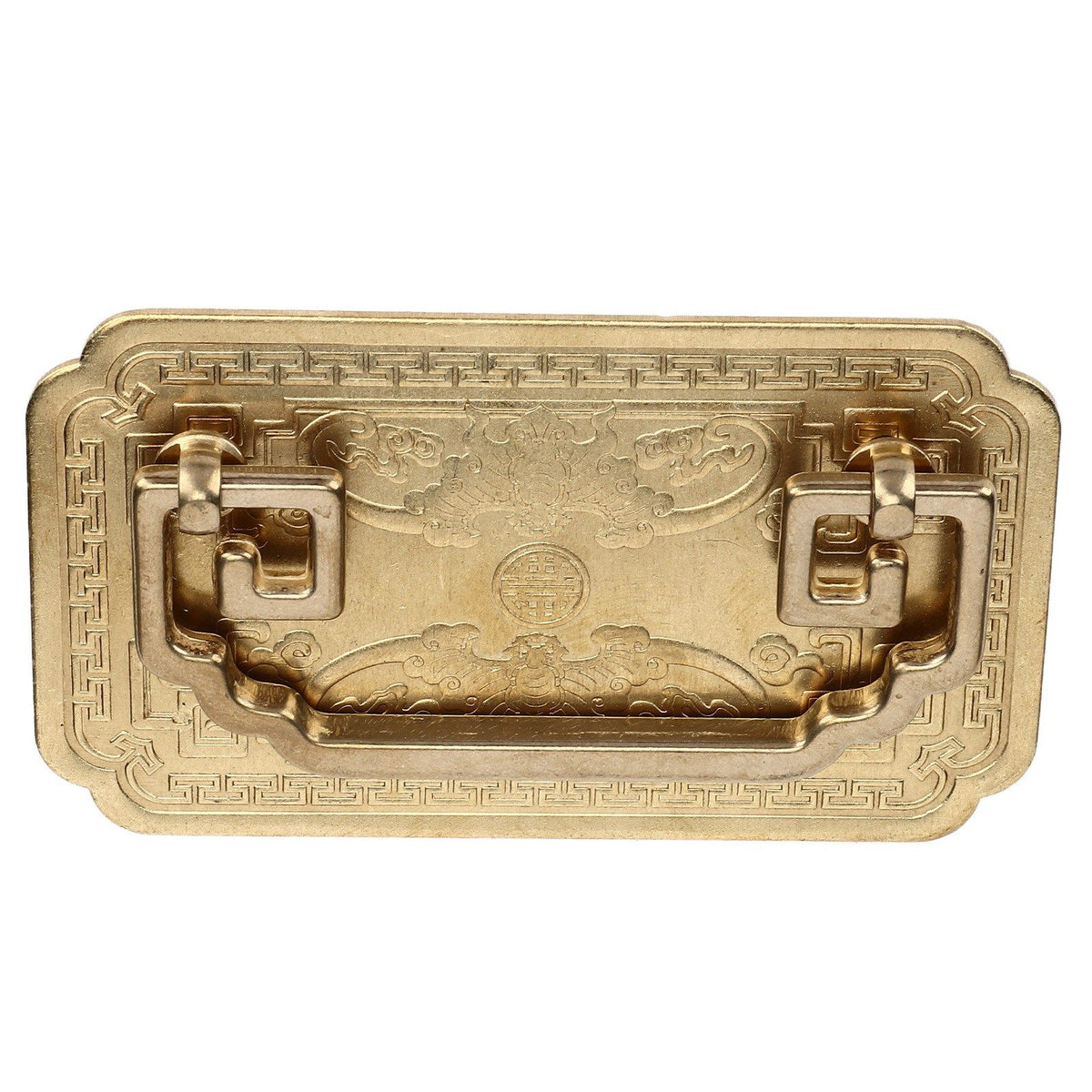 Antique Drawer Handle Tetragonal Bat Handle Antique Chinese Retro Style Drawer Pulls with 2 Screws for Cabinet Doors Brass