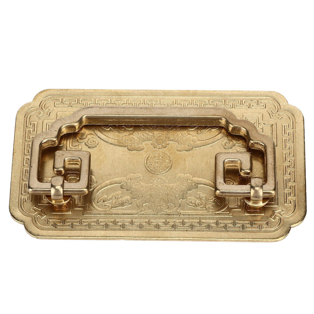 Antique Drawer Handle Tetragonal Bat Handle Antique Chinese Retro Style Drawer Pulls with 2 Screws for Cabinet Doors Brass