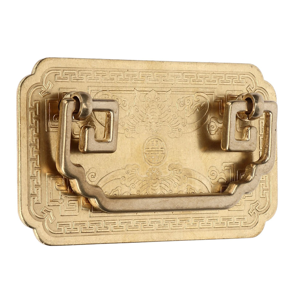 Antique Drawer Handle Tetragonal Bat Handle Antique Chinese Retro Style Drawer Pulls with 2 Screws for Cabinet Doors Brass