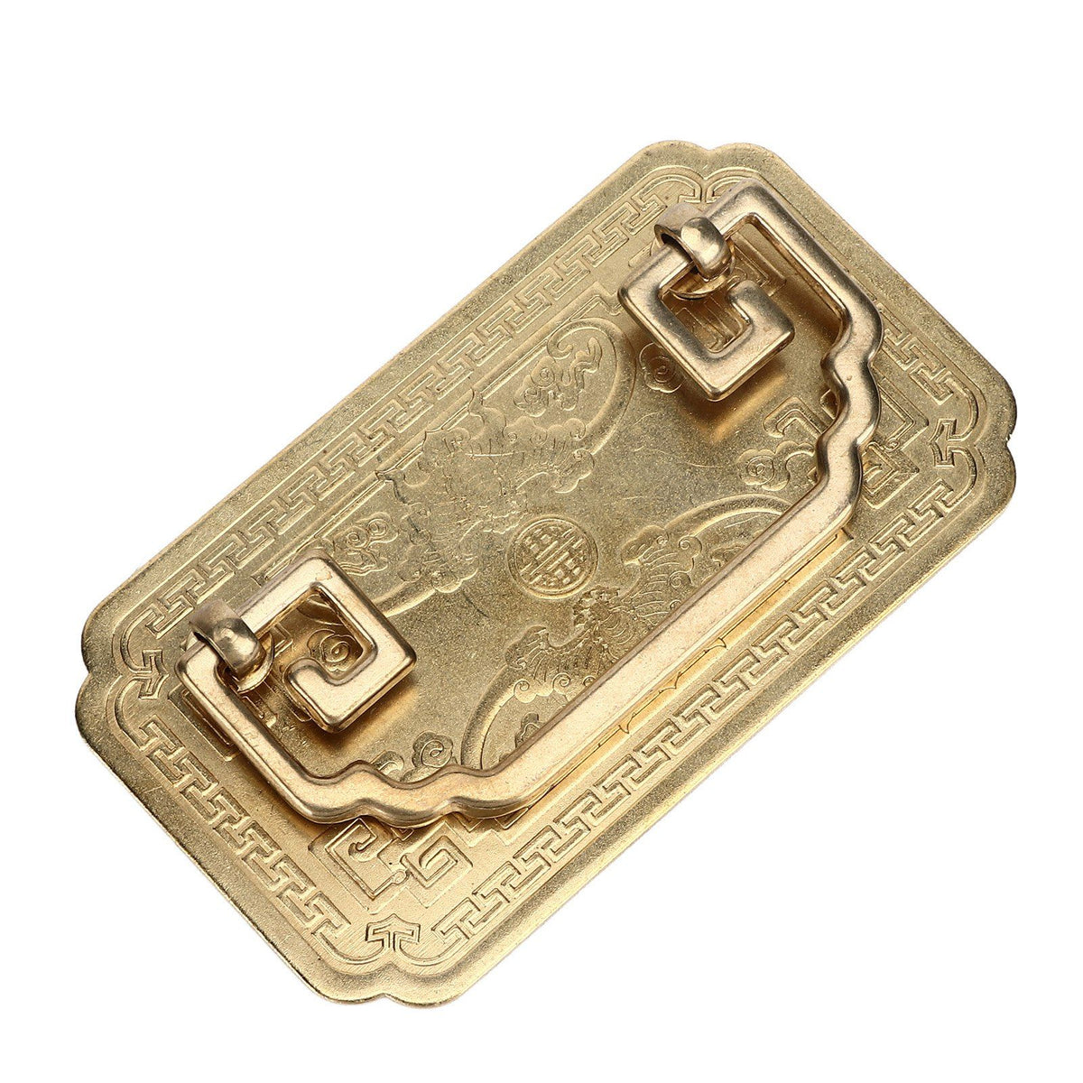 Antique Drawer Handle Tetragonal Bat Handle Antique Chinese Retro Style Drawer Pulls with 2 Screws for Cabinet Doors Brass