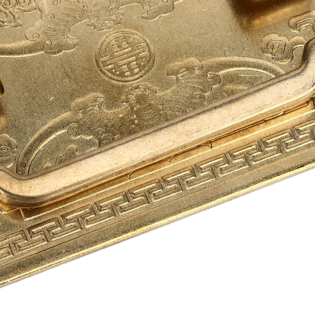 Antique Drawer Handle Tetragonal Bat Handle Antique Chinese Retro Style Drawer Pulls with 2 Screws for Cabinet Doors Brass