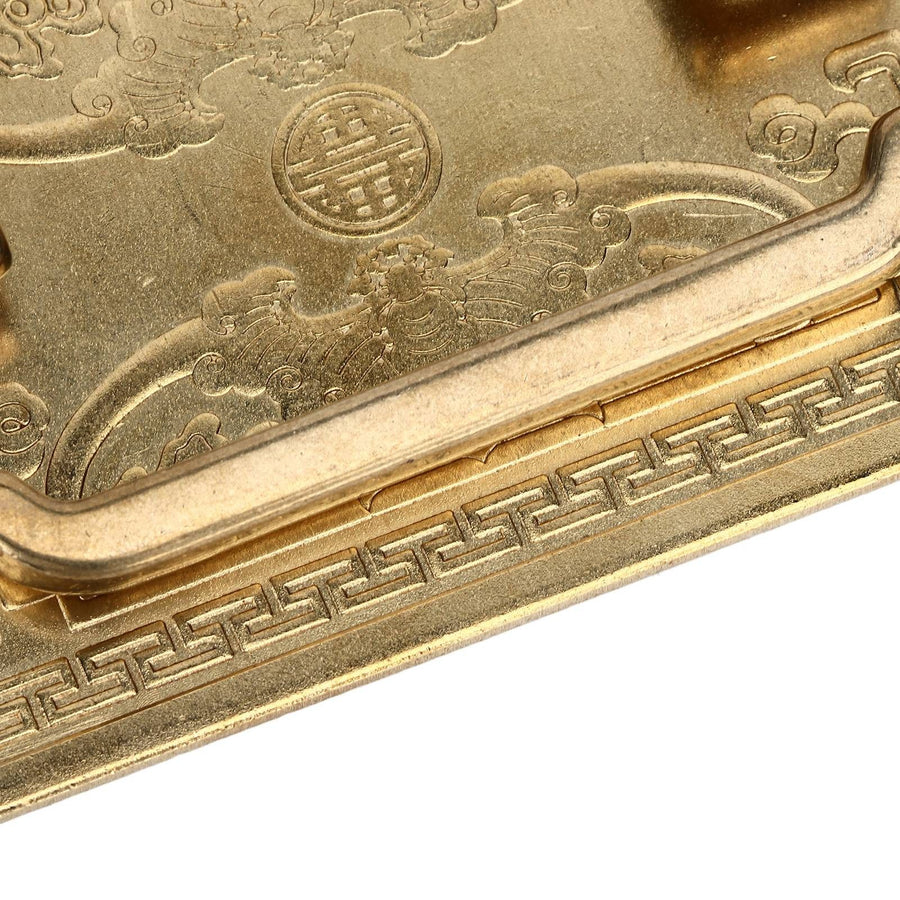 Antique Drawer Handle Tetragonal Bat Handle Antique Chinese Retro Style Drawer Pulls with 2 Screws for Cabinet Doors Brass