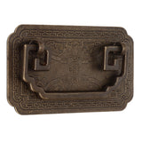 Antique Drawer Handle Tetragonal Bat Handle Antique Chinese Retro Style Drawer Pulls with 2 Screws for Cabinet Doors Bronze - Rear View