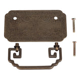 Antique Drawer Handle Tetragonal Bat Handle Antique Chinese Retro Style Drawer Pulls with 2 Screws for Cabinet Doors Bronze - Close-Up Angle