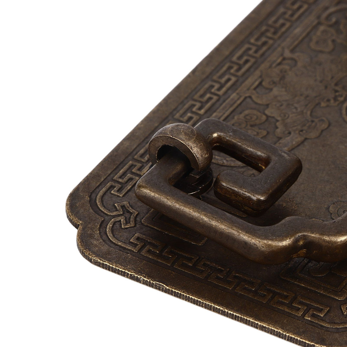 Antique Drawer Handle Tetragonal Bat Handle Antique Chinese Retro Style Drawer Pulls with 2 Screws for Cabinet Doors Bronze
