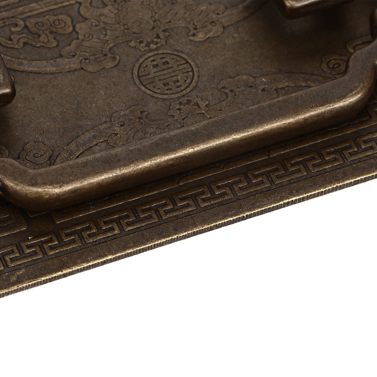 Antique Drawer Handle Tetragonal Bat Handle Antique Chinese Retro Style Drawer Pulls with 2 Screws for Cabinet Doors Bronze