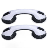 2pcs Shower Handle Curved Design Double Lock Security Toolless Installation Plastic Shower Support Bar for Elderly - Front View