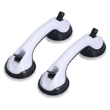 2pcs Shower Handle Curved Design Double Lock Security Toolless Installation Plastic Shower Support Bar for Elderly - Close-Up Angle