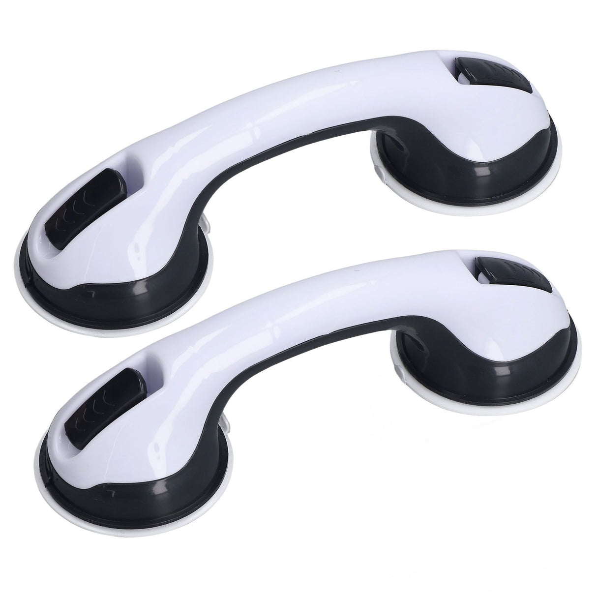 2pcs Shower Handle Curved Design Double Lock Security Toolless Installation Plastic Shower Support Bar for Elderly