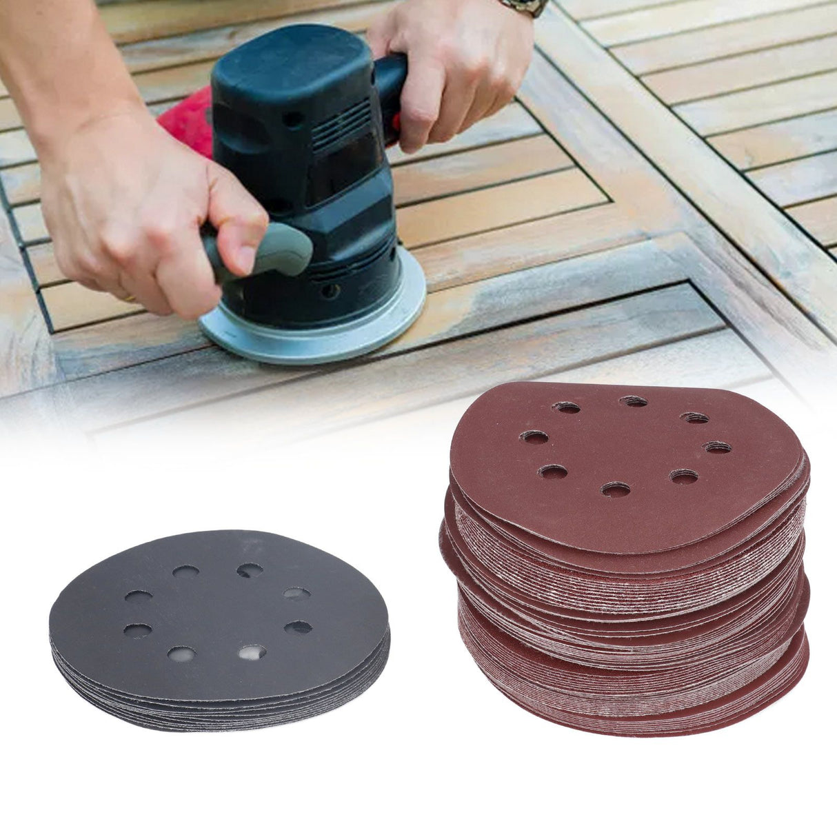100PCS 5in Round Sanding Disc Include 80 180 240 320 400 800 1000 1500 2000 3000 Grit Round Sandpaper for Leather Wall