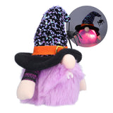 Halloween Decorations Illuminated Dwarf Ornaments Halloween Glowing Faceless Doll for Christmas Thanksgiving DecorPurple - Low Angle