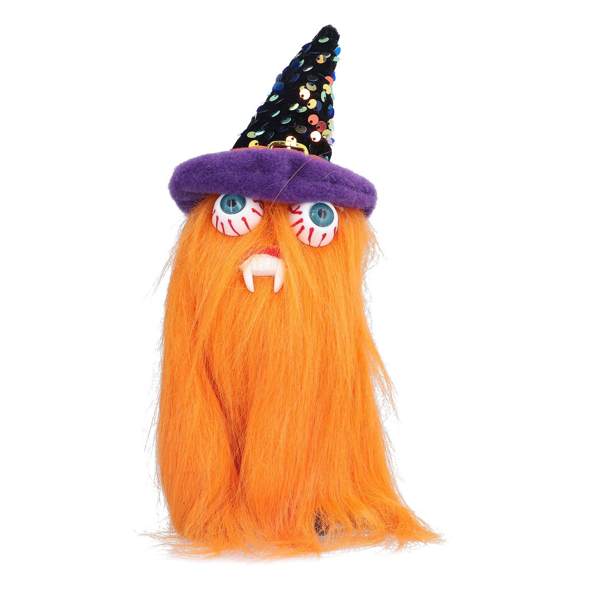 Halloween Dolls Ornament Halloween Plush Gnome with Witch Hat and Vampires Tooth for Halloween DecorationsOrange