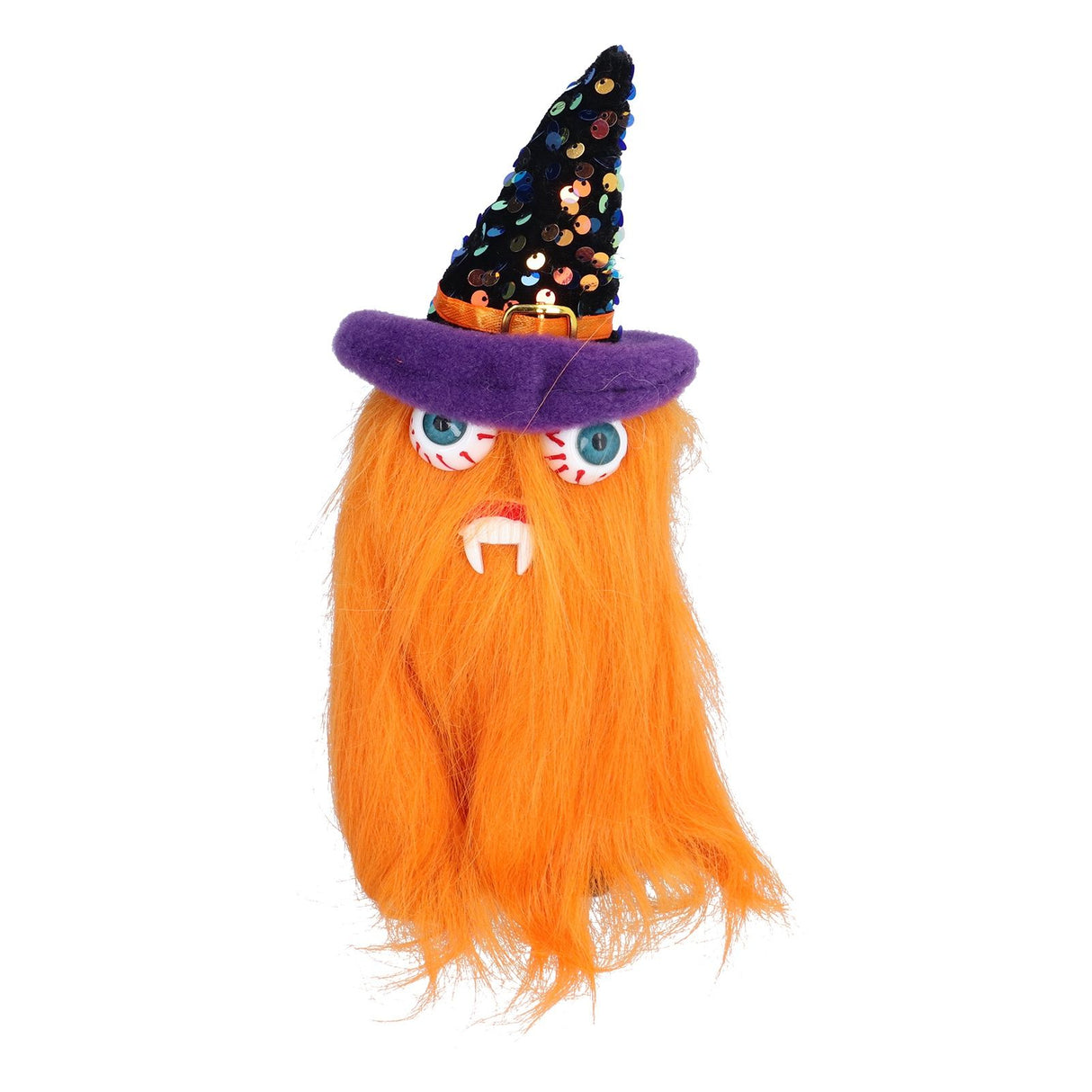 Halloween Dolls Ornament Halloween Plush Gnome with Witch Hat and Vampires Tooth for Halloween DecorationsOrange