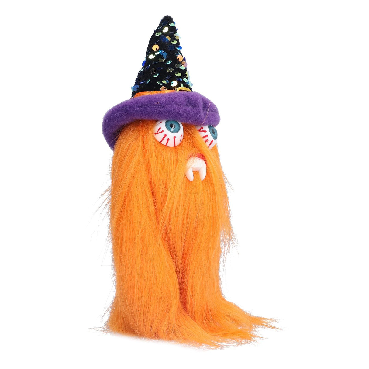 Halloween Dolls Ornament Halloween Plush Gnome with Witch Hat and Vampires Tooth for Halloween DecorationsOrange
