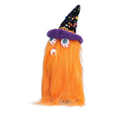 Halloween Dolls Ornament Halloween Plush Gnome with Witch Hat and Vampires Tooth for Halloween DecorationsOrange - Top-Down View