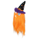 Halloween Dolls Ornament Halloween Plush Gnome with Witch Hat and Vampires Tooth for Halloween DecorationsOrange - Close-Up Angle