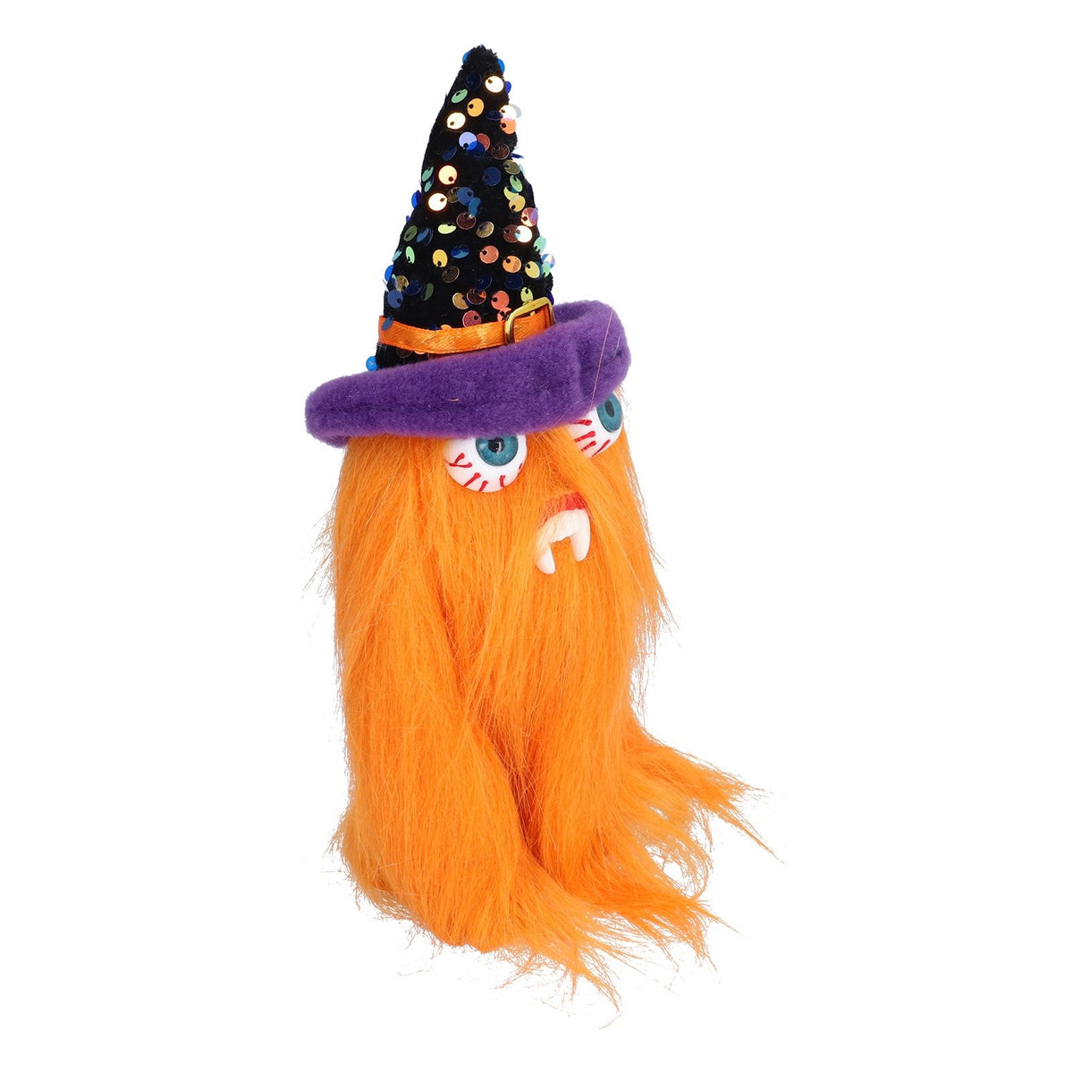 Halloween Dolls Ornament Halloween Plush Gnome with Witch Hat and Vampires Tooth for Halloween DecorationsOrange