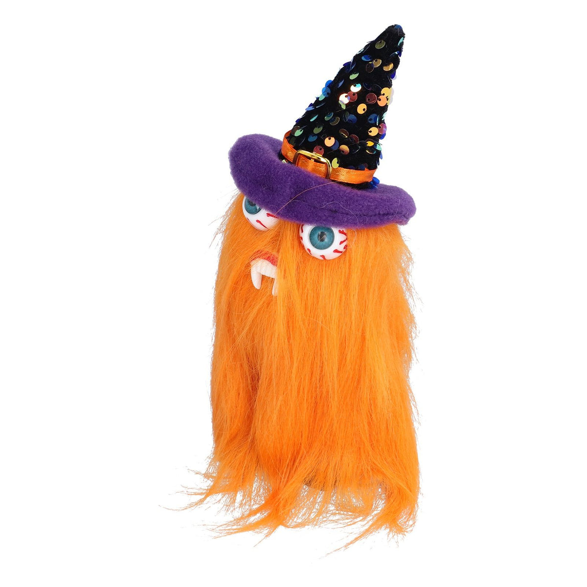 Halloween Dolls Ornament Halloween Plush Gnome with Witch Hat and Vampires Tooth for Halloween DecorationsOrange