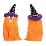 Halloween Dolls Ornament Halloween Plush Gnome with Witch Hat and Vampires Tooth for Halloween DecorationsOrange
