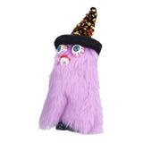 Halloween Dolls Ornament Halloween Plush Gnome with Witch Hat and Vampires Tooth for Halloween DecorationsPurple - Front View