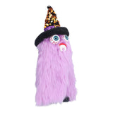 Halloween Dolls Ornament Halloween Plush Gnome with Witch Hat and Vampires Tooth for Halloween DecorationsPurple - Side View