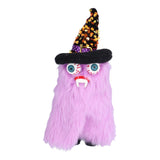Halloween Dolls Ornament Halloween Plush Gnome with Witch Hat and Vampires Tooth for Halloween DecorationsPurple