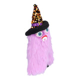 Halloween Dolls Ornament Halloween Plush Gnome with Witch Hat and Vampires Tooth for Halloween DecorationsPurple - 45-Degree Angle