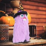 Halloween Dolls Ornament Halloween Plush Gnome with Witch Hat and Vampires Tooth for Halloween DecorationsPurple
