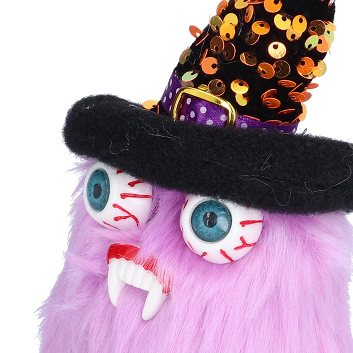 Halloween Dolls Ornament Halloween Plush Gnome with Witch Hat and Vampires Tooth for Halloween DecorationsPurple