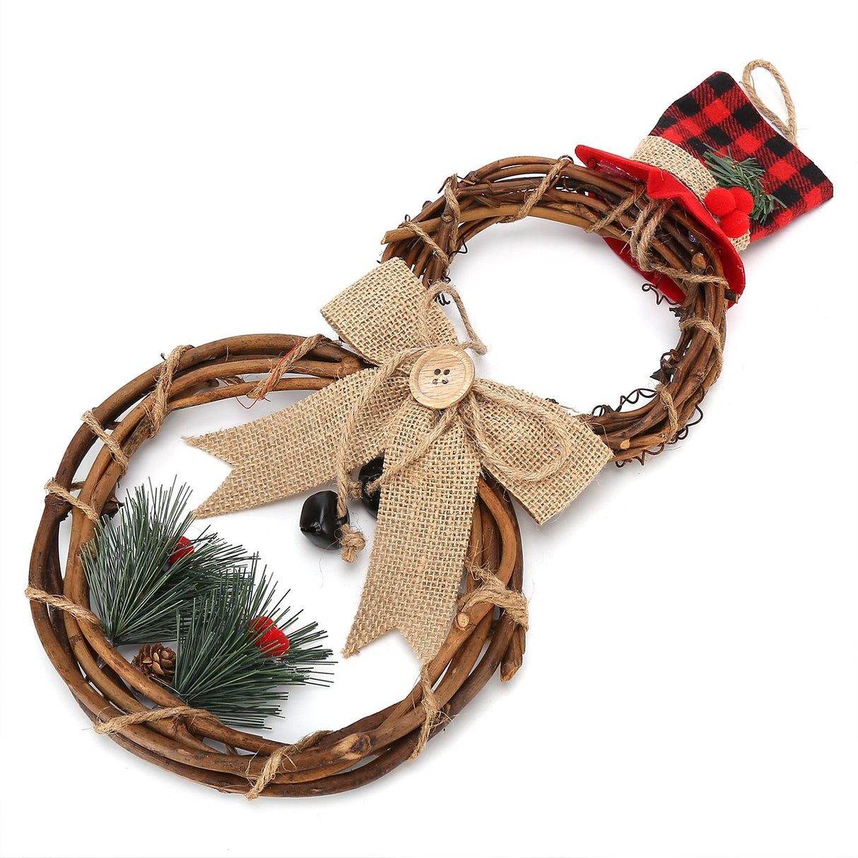 LED Christmas Snowman Wreath Christmas Door Decoration with Light for Home Decorations