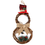 LED Christmas Snowman Wreath Christmas Door Decoration with Light for Home Decorations
