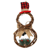 LED Christmas Snowman Wreath Christmas Door Decoration with Light for Home Decorations