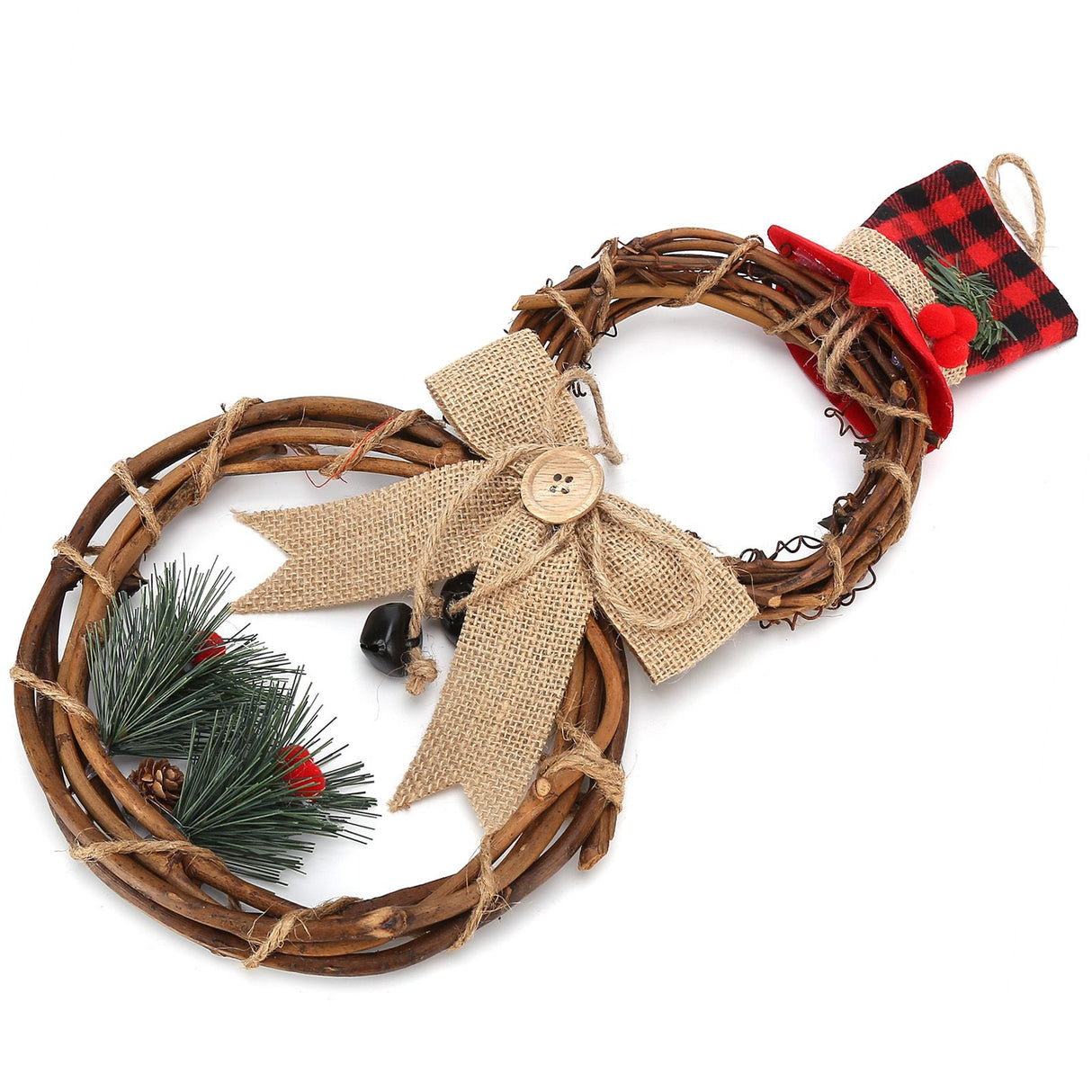 LED Christmas Snowman Wreath Christmas Door Decoration with Light for Home Decorations