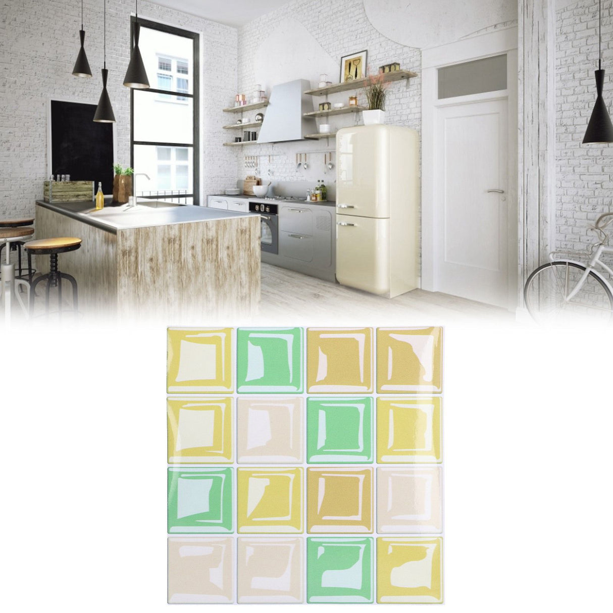 10 Packs Tile Sticker Waterproof Self Adhesive Mosaic Tile Sticker for Kitchen Floor Wall