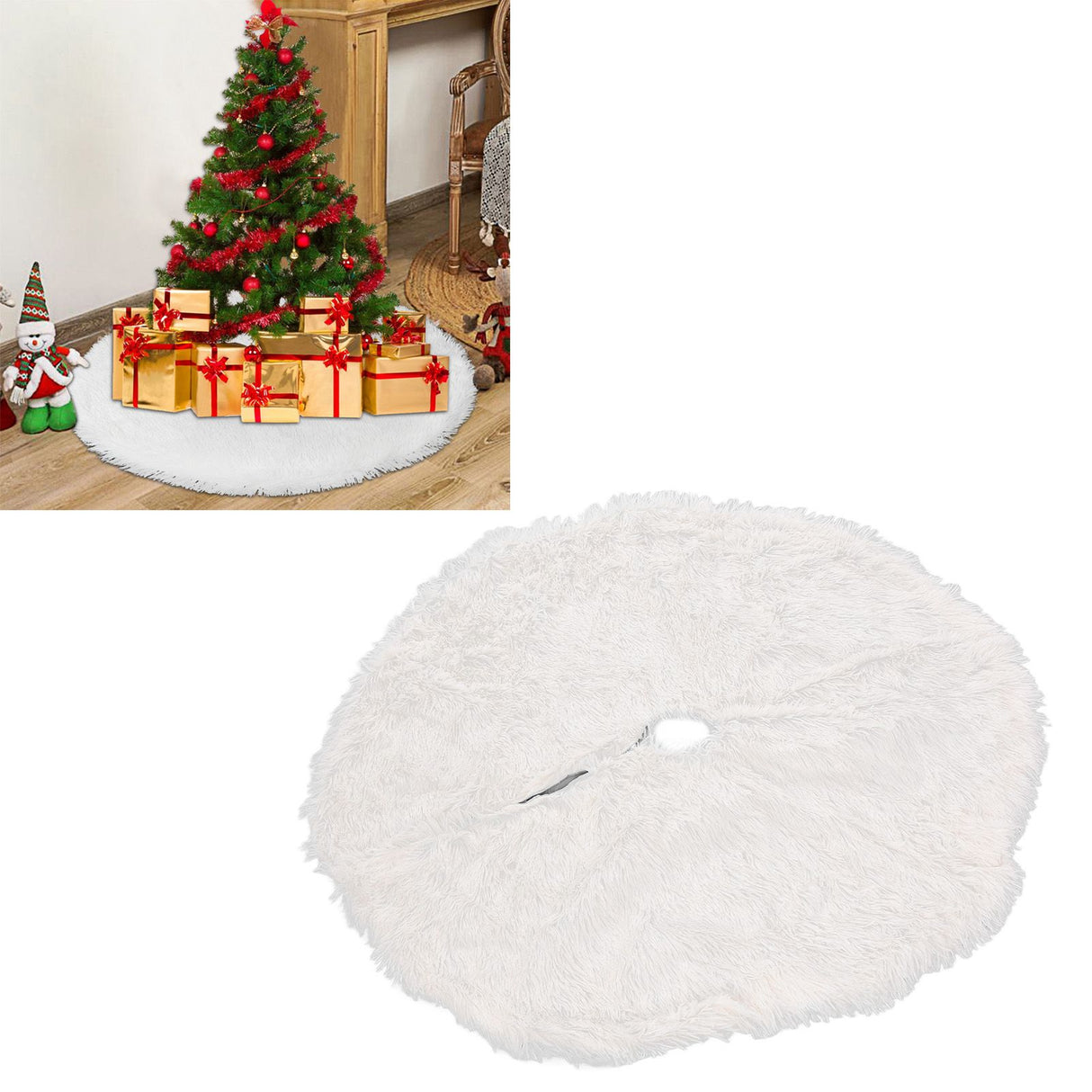 White Christmas Tree Skirts Sophisticated Dense Environmentally Friendly Plush Luxury ChristmasTree SkirtL