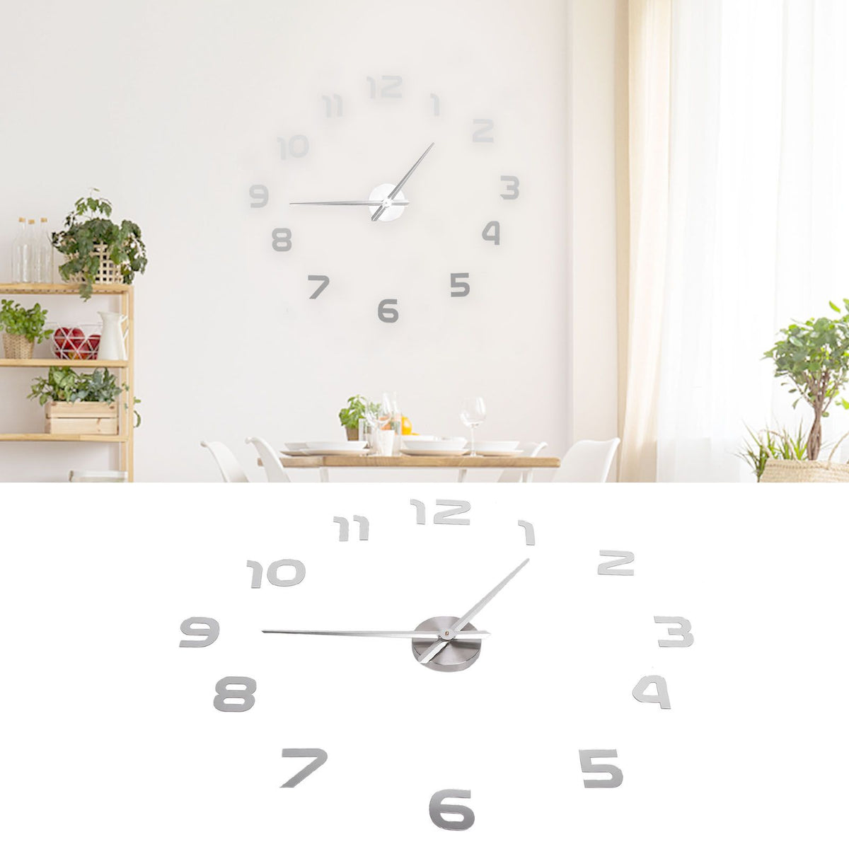 Acrylic Mirror Wall Clock Silent Frameless DIY Self Adhesive Wall Clock for Office Home