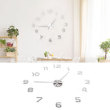 Acrylic Mirror Wall Clock Silent Frameless DIY Self Adhesive Wall Clock for Office Home