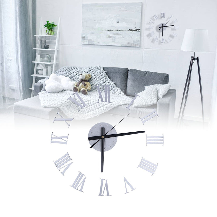 Roman Numerals Design Wall Clock Acrylic Mute Frameless DIY Wall Clock for Home Office